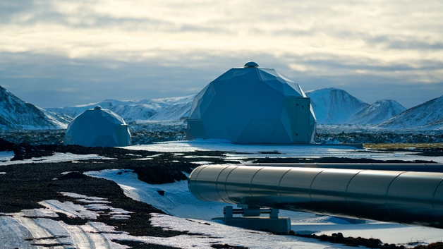 Carbon capture and storage carbfix dome and pipe