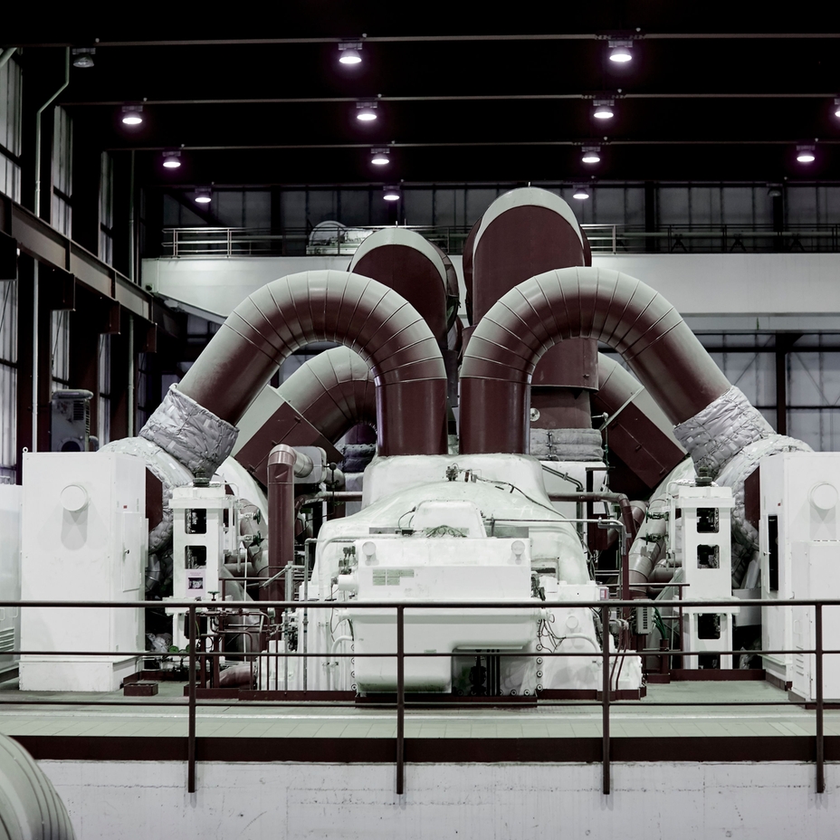 Turbina em uma usina de energia a carvão