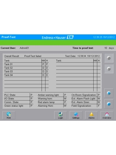 Overfill Prevention System SOP600 Proof Test Screen