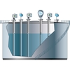 Graphic of an LNG storage tank with tank gauging instrumentation