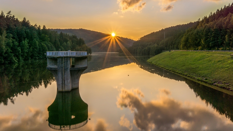 Foto do reservatório de água de Marbach (Alemanha)